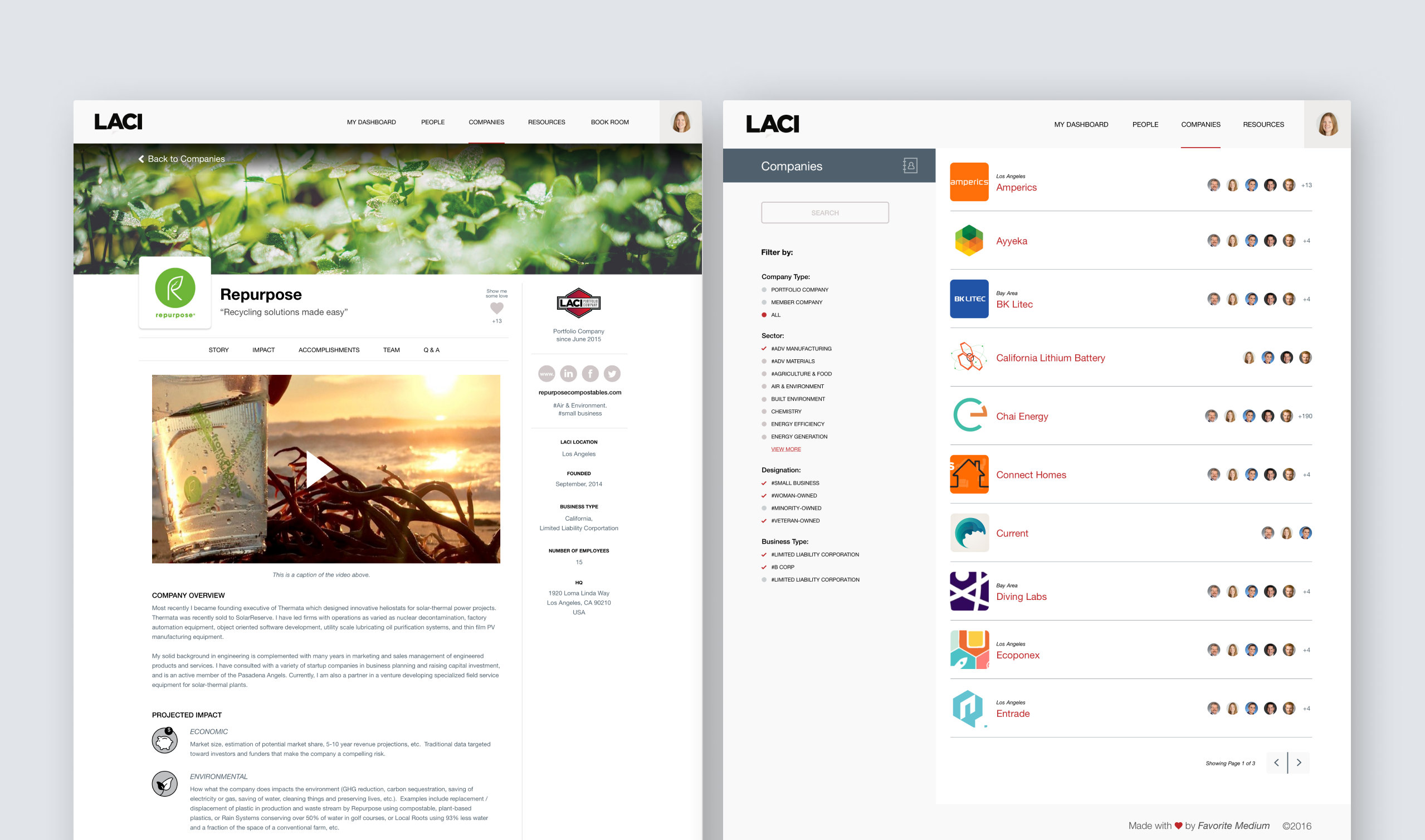 2 UI designs from the portfolio company platforms