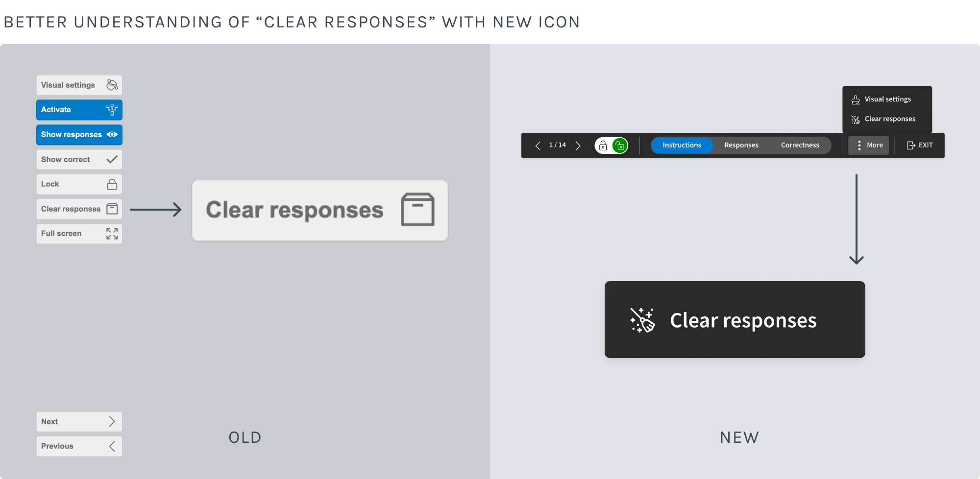 before and after - new clear responses icon